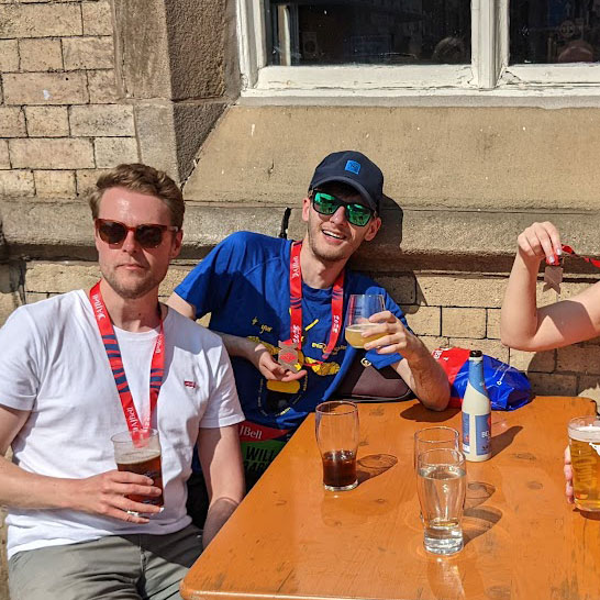 A well earned pint after the Manchester 10k.